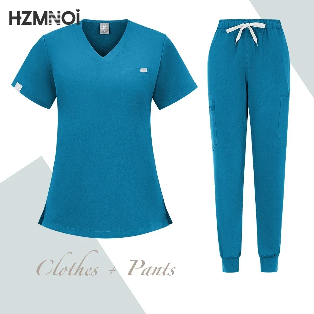 Odontologia médico laboratório spa uniforme cirúrgico esfrega uniforme para mulher farmácia pet hospital conjunto fino ajuste elasticidade enfermeira esfrega