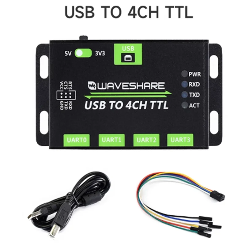 Industrial grade USB to 4-channel TTL/UART aluminum alloy shell universal serial communication conversion module