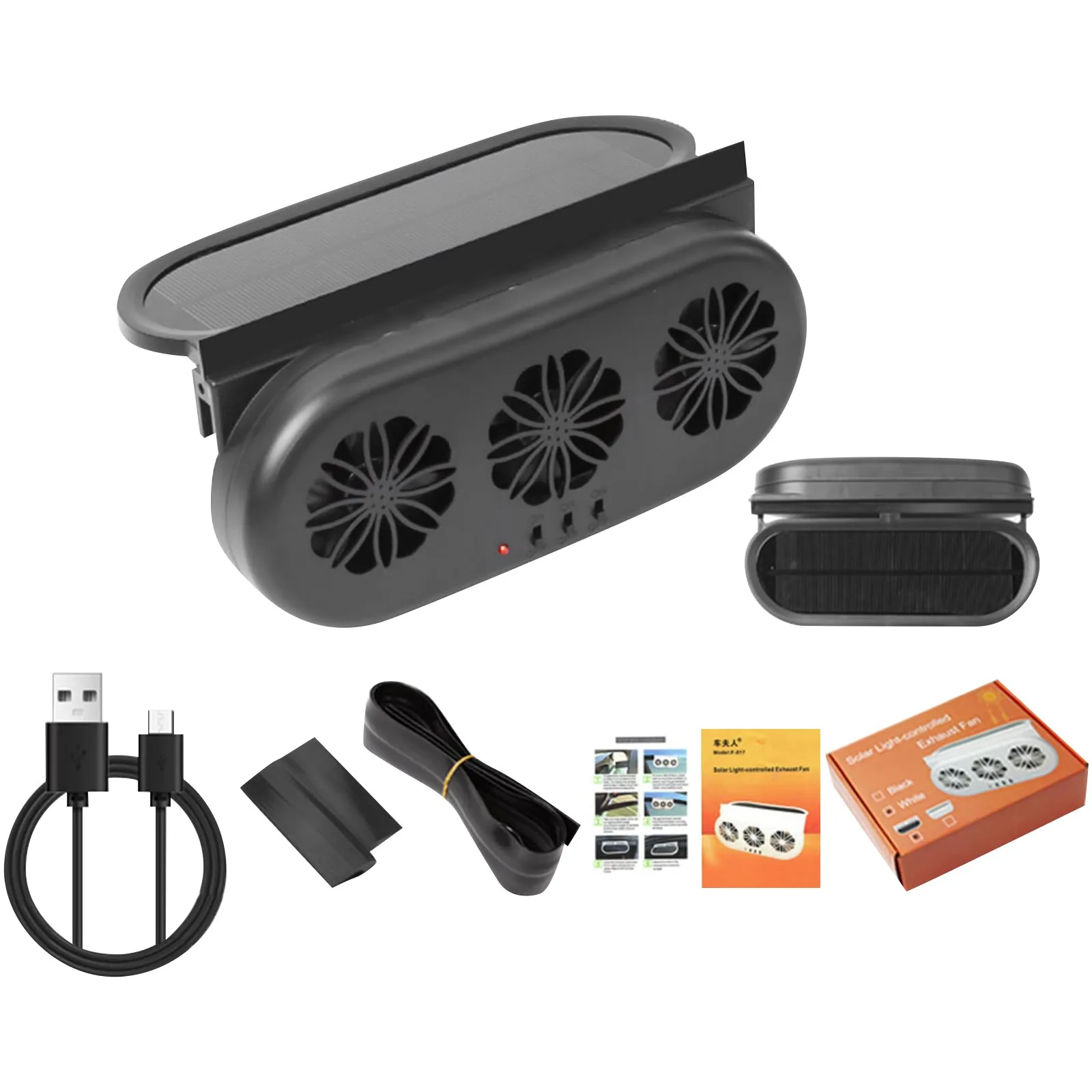 Car Window Exhaust Fan Solar Powered and USB Charging Window Ventilator Air Circulation Cooler Car Inside Summer Car Exhaust Fan