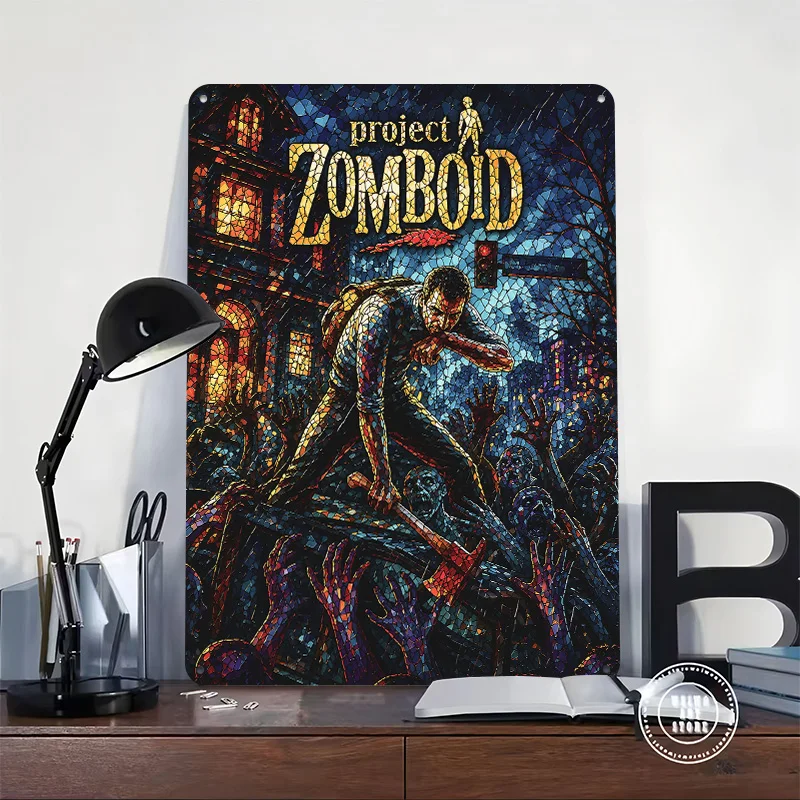 Project Zomboid Game Art 3D Printed Texture Poster Personalized Wall Art Retro Metal Tin Signs for Living Room Decoration Decor