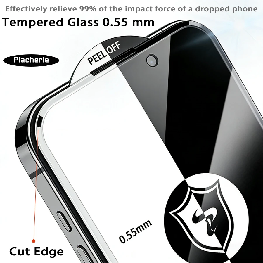 Cut Edge 0.5mm Privacy Tempered Glass For iPhone 18 Duo 17 15 16 Pro Max Plus Screen Protector Anti Dust Mesh Luxury Full Cover