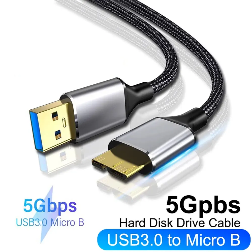 USB3.0 Type A  to Micro B External Hard Drive Disk Cable 5Gbps Fast Data Sync Cord Micro B USB3.0 HDD Cable for Samsung Toshiba