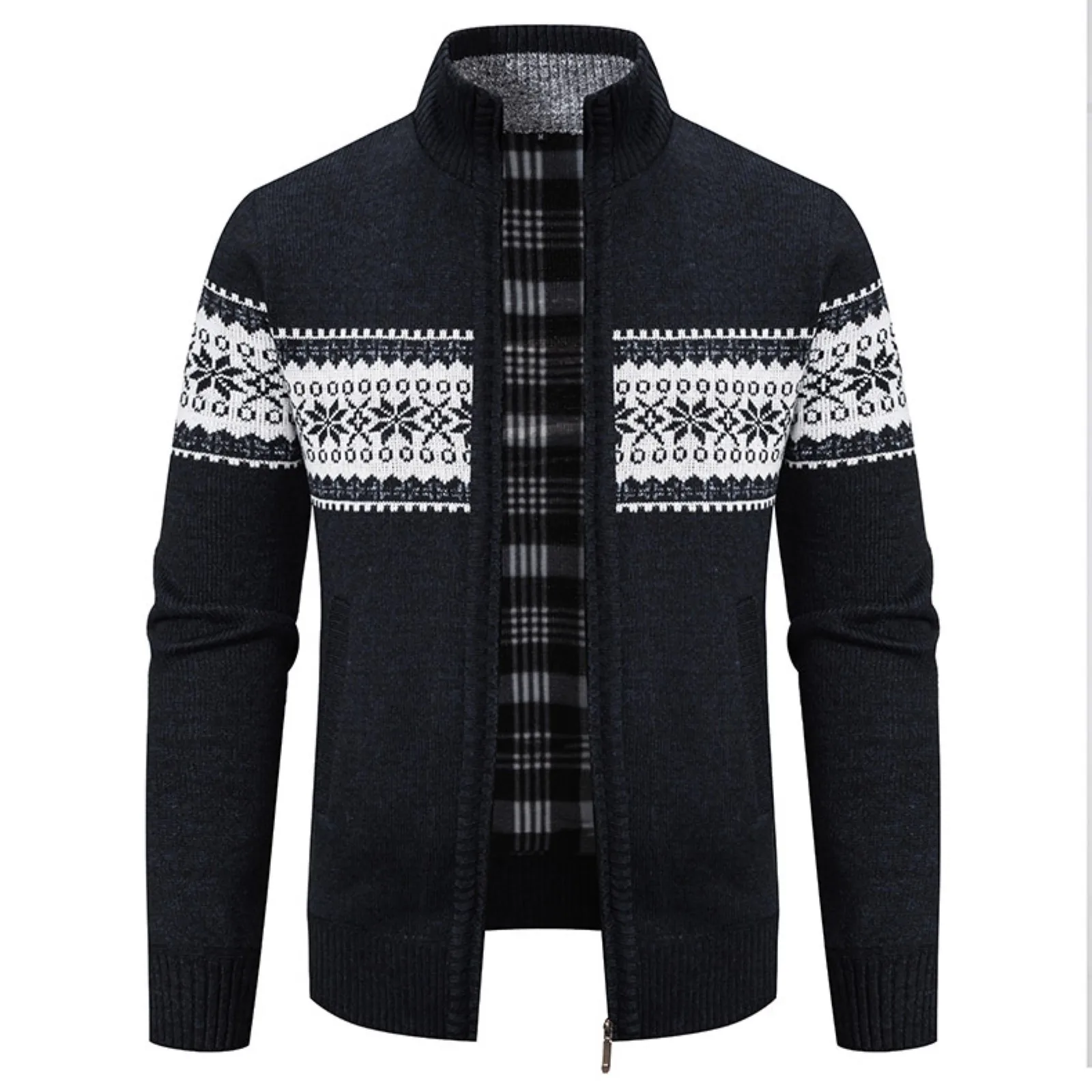 Autumn Winter Warm Cardigan Men Fleece Zipper Sweaters Jackets Mens Slim Fit Knitted Sweatercoat Thick Christmas Sweater Coats