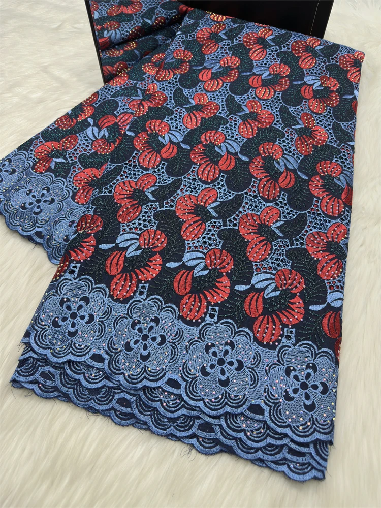 

Горячая распродажа: Швейцарское кружево ручной работы с драгоценными камнями, 100% хлопок, нежная африканская вышивка, кружевная ткань с камнями для свадебных платьев, 5 ярдов.