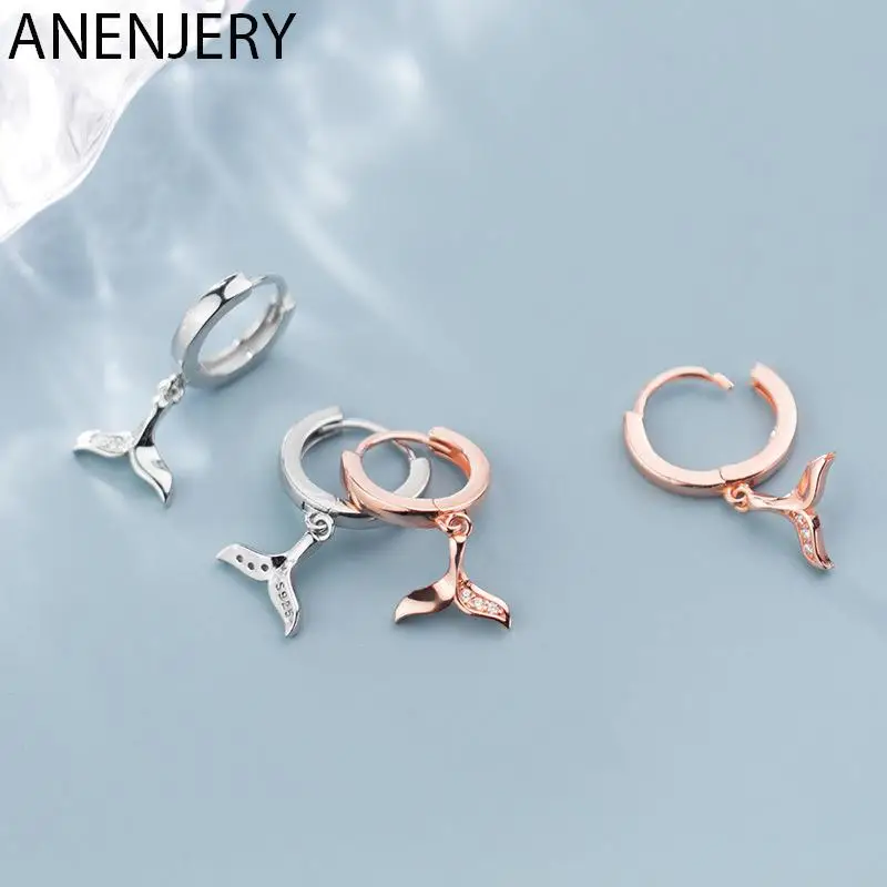 ANENJERY Einfache Delicate 925 Sterling Silber Herz Form Clip Ohrringe Für Frauen Kette Ohrringe ohrringe pendientes S-E1052