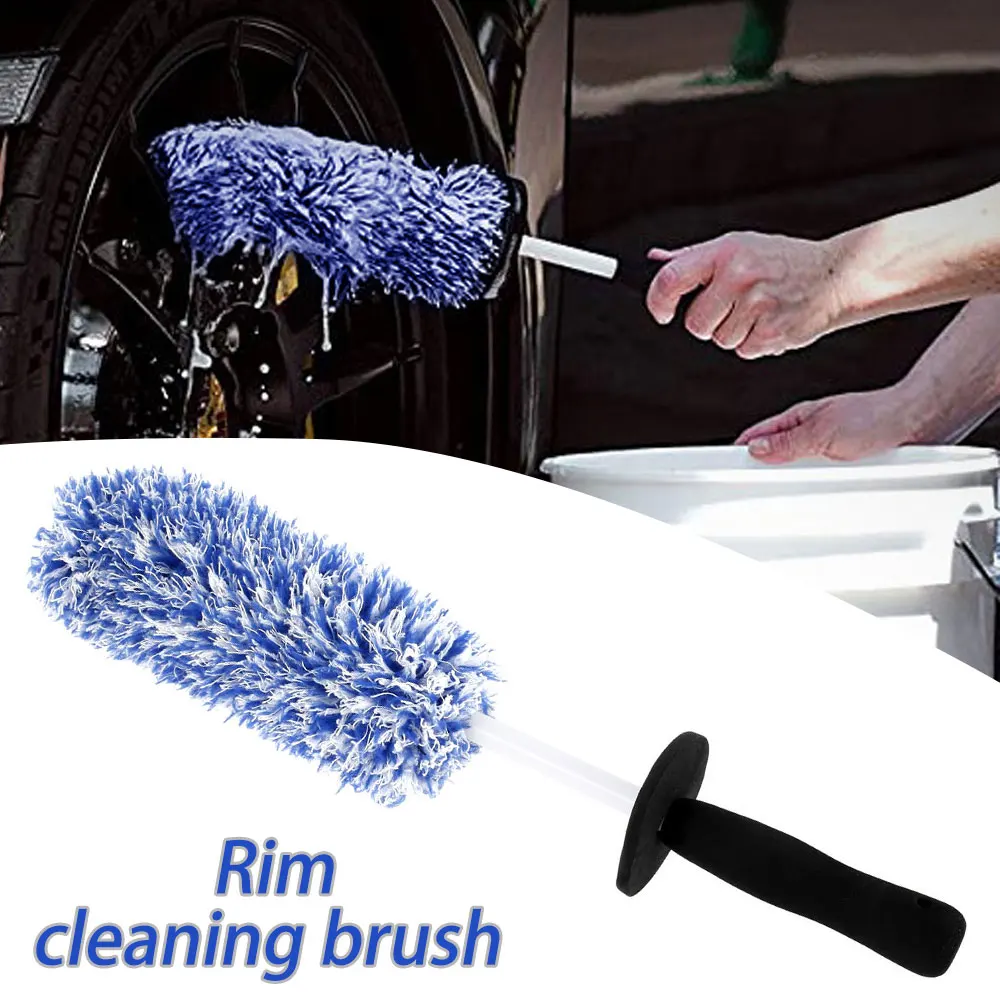 Microfibre Car Long Reach Wheel Rim Brush Gentle Cleaning Scratch Free Tire Brush Washing Tool