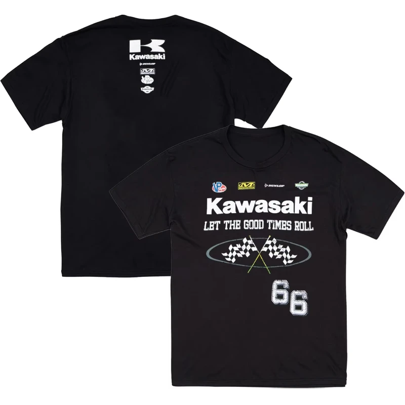 تي شيرت Kawasaki Costa Rica Racing الجديد لعام 2025 عبارة عن قميص رياضي فضفاض صيفي كلاسيكي بأكمام قصيرة لكل من الرجال والنساء