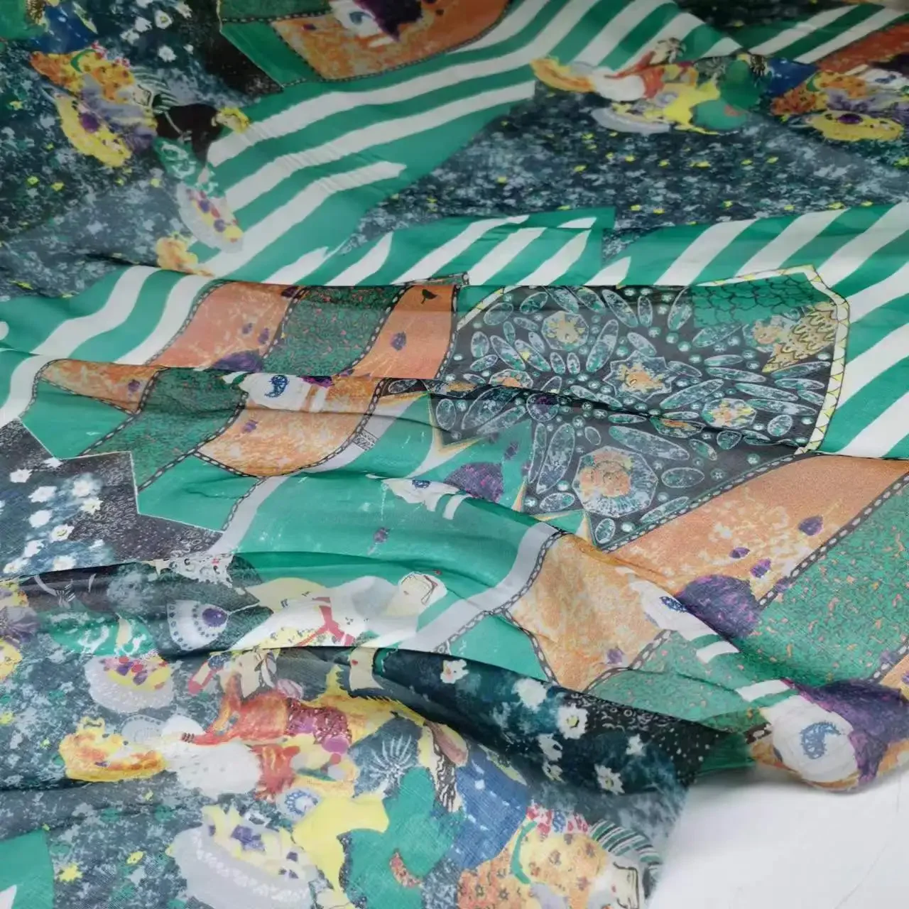 Soft Silk Chiffon Flower Dress 100% Suelo 136cm Width Scarf Shirt Hijab Sewing Material