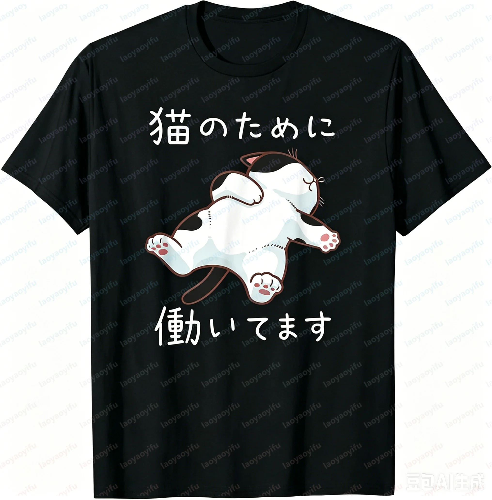 Funny I'm Working Cartoon Cat Meme Lazy T-Shirt Casual Fashion Loose Harajuku Man Women Clothing Summer Short Sleeve Y2k Tshirt