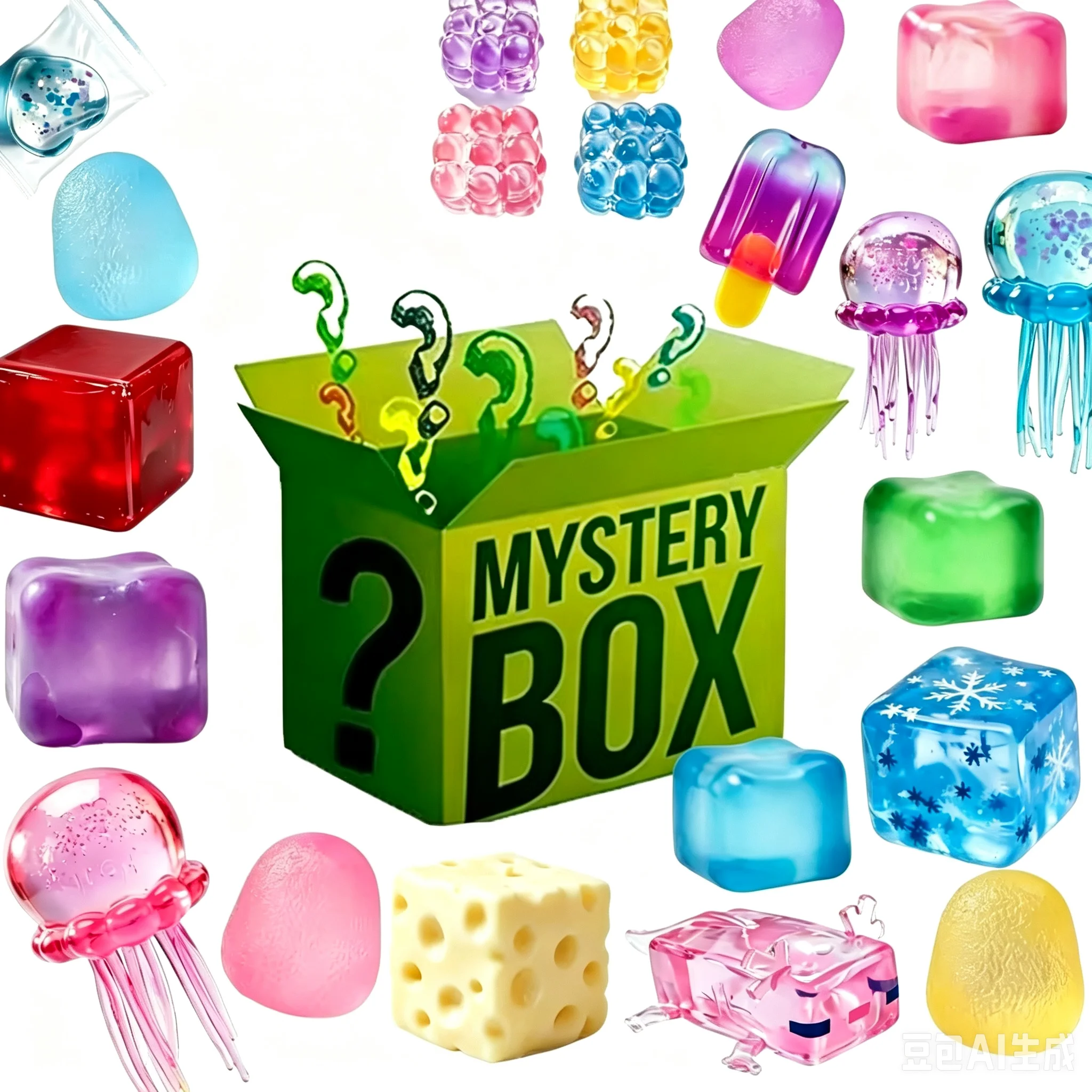 Mystery Box Translucent Jelly Squishy Assortment Jellyfish Cheese Popsicle Grape Cube Mini Sensory Fidget Toys Random Blind Box