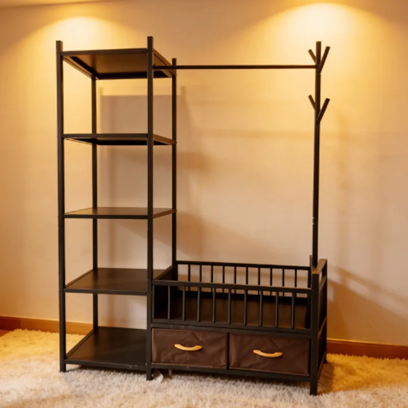 ins style shoe hat rack high value simple clothes storage rack floor vertical steel pipe clothes hat bag rack