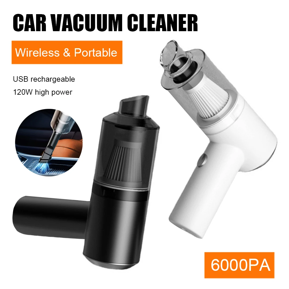 6000Pa Wireless Car Vacuum Cleaner Cordless Handheld Auto Vacuum Home & Car Dual Use Mini Vacuum Cleaner With Built-in Battrery