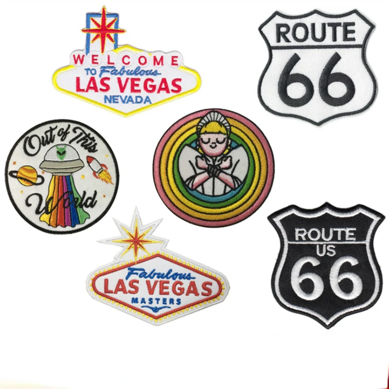 

20pcs/Lot Luxury Embroidery Patch Travel Las Vegas Star Route Alien Shirt Bag Clothing Decoration Accessory Craft Diy Applique