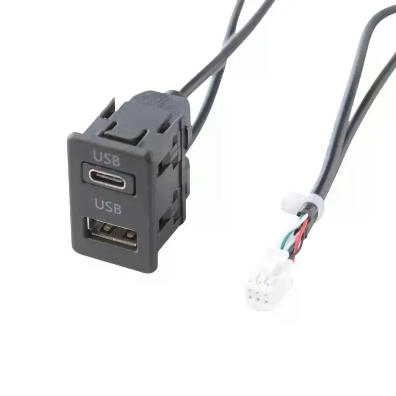 Car Flush Mount USB Type C Dual Port Charging Socket With 6Pin Cable For Car Modification Fast Charging