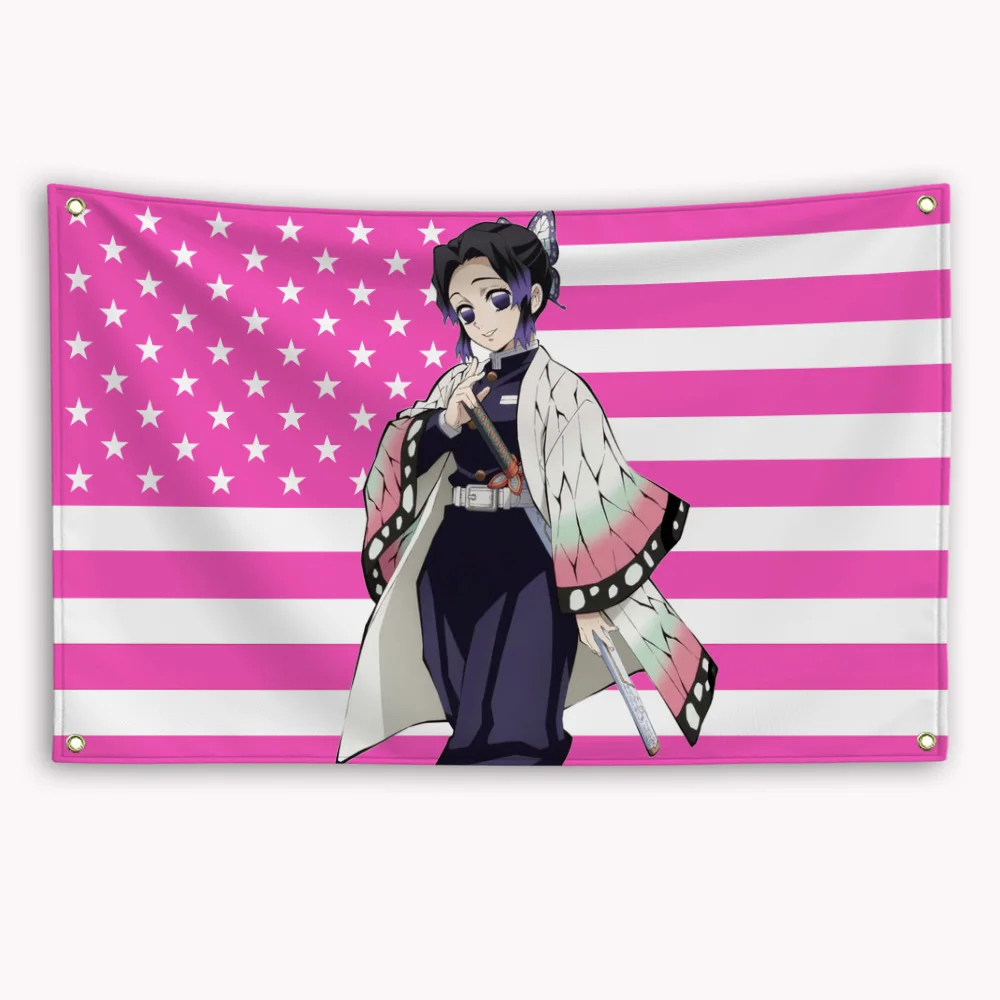 Anime Demon Slayer American Flag Rengoku Kyoujurou Kochou Shinobu Banner Advertising Home Decor Items Tapestry Garage Flags Hang