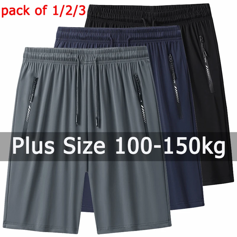 Calça de moletom masculina tamanho grande 100-150kg/5xl-9xl pacote de 1/2/3 shorts casuais soltos cintura elástica calças esportivas correndo fitness ginásio calças