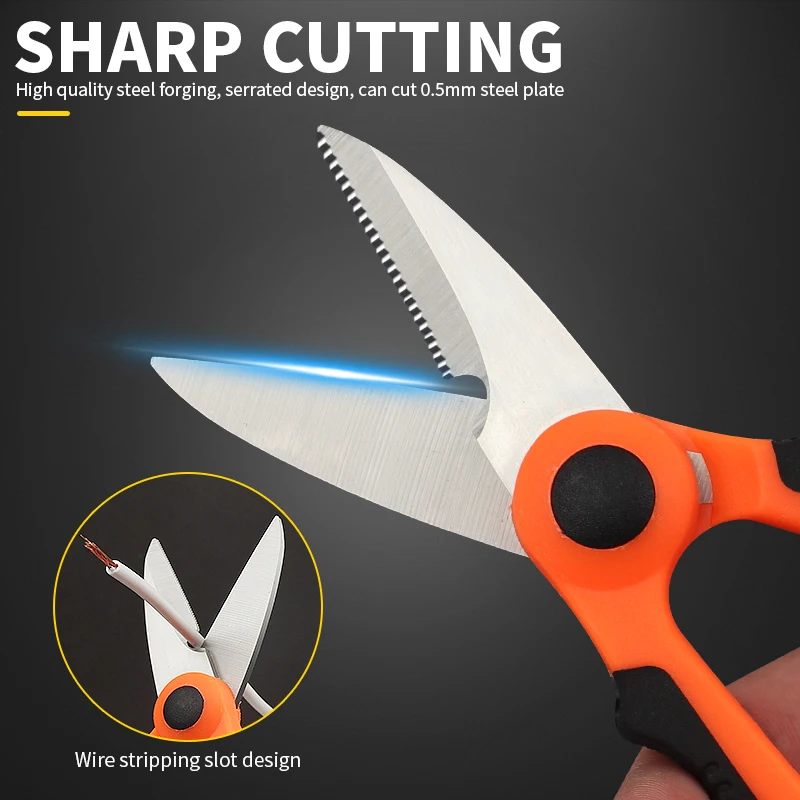 Onnfang Electrician Tools Fiber Optic Cable Cutting Slip-resistant Multitool Scissors Stainless Steel for Cut Electrical Wire