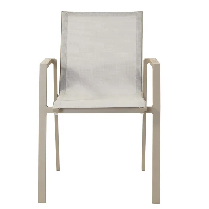 

Modern Stackable Comfortable Patio Armchair Furniture Outdoor Garden Dining Room Plastic Wooden Teslin Aluminum Dining Chair