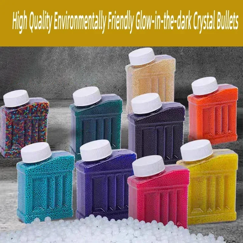 Bolas de cristal coloridas, botella cuadrada pequeña, bala de cristal, cuentas absorbentes de 7-8MM, cuentas de burbujas de carga