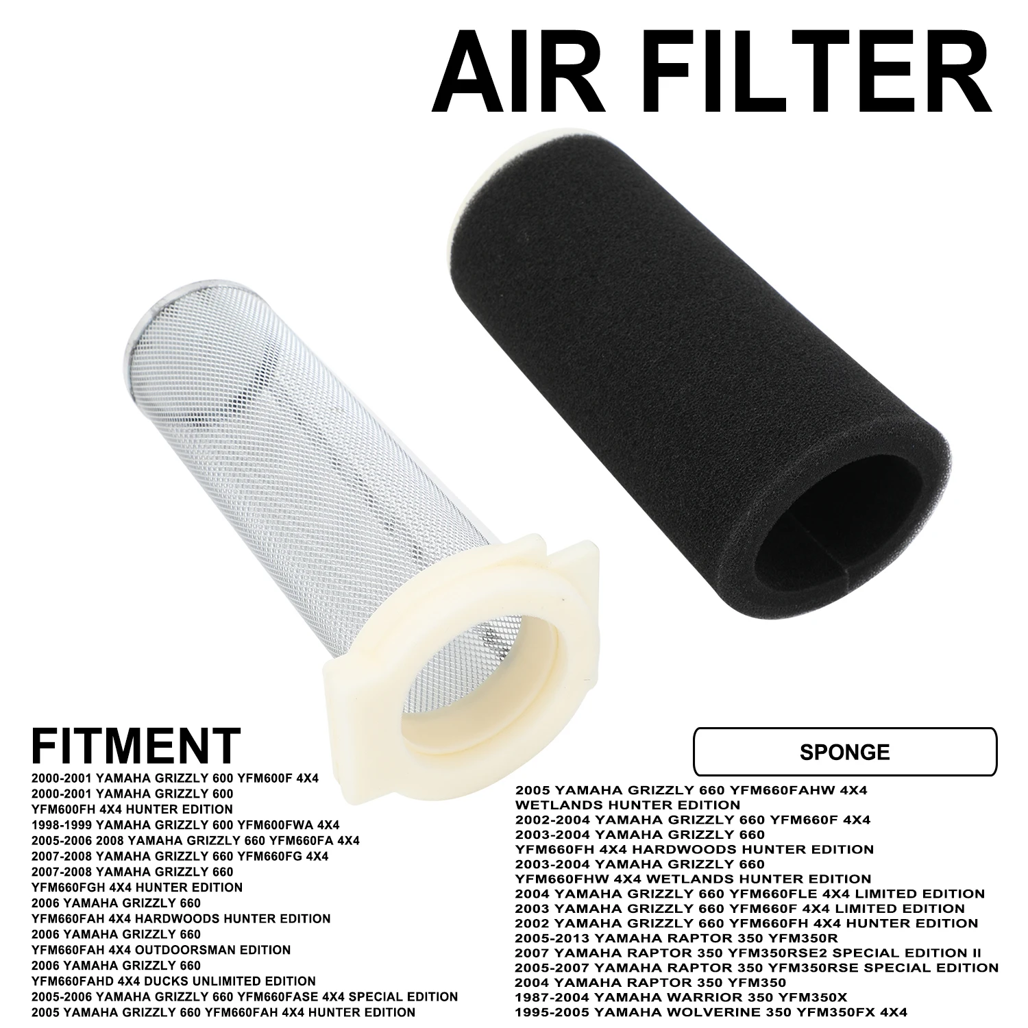 Kits de juegos de filtros de aire para motocicleta, para Yamaha Warrior 350 Raptor 350 YFM 350X Grizzly 600 YFM 600F 2005-2008 Dirt bike