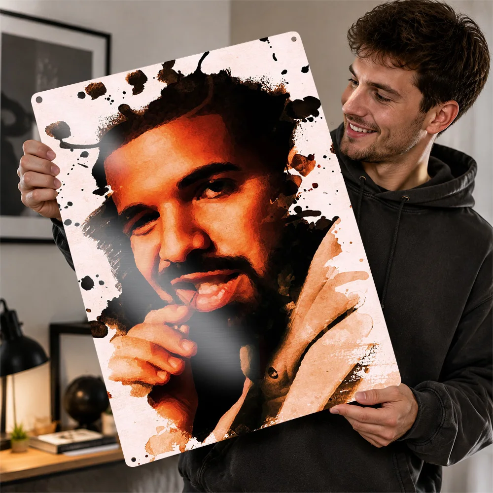 Drake Personalized 3D Textured Metal Poster Wall Art Vintage Tin Signs for Modern Home Decoration Luxury Bar Accessories Room