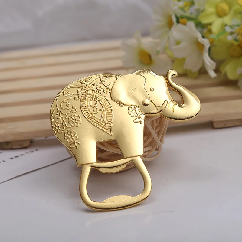 

200pcs Metal Gold Lucky Golden Elephant Bottle Opener Openers Wedding Shower Gift Favors Party Free Shipping