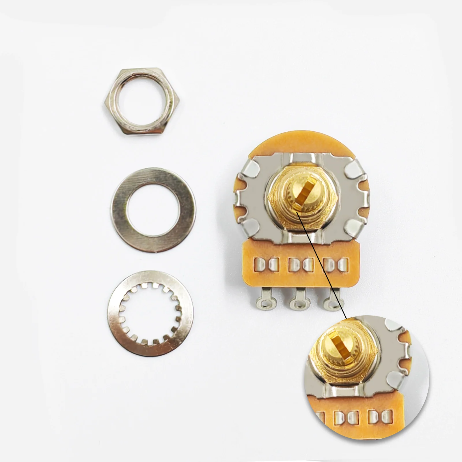 PHRILAM 24 سن نحاس 3/8 بوصة عمود قصير 15.5 مللي متر مقياس جهد الجيتار 250 كيلو/500 كيلو اختيار ، مقياس جهد عمود النحاس البريطاني #4