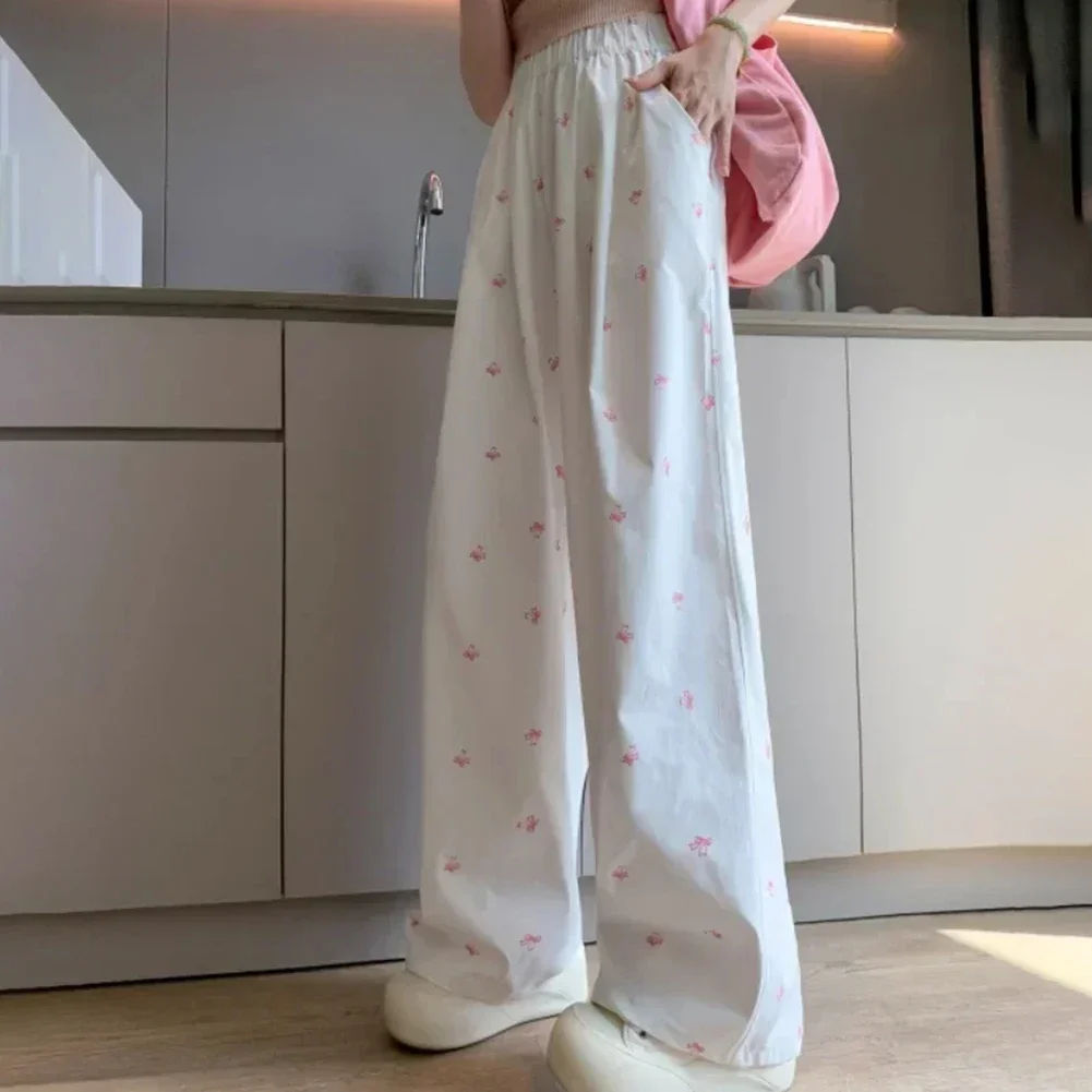 Freizeitkleidung, modische gerade Hosen, Freizeit, Sport, modische Kleidung, Schleifen-Design, bequeme Hosen, Schmetterlingsmuster-Hosen