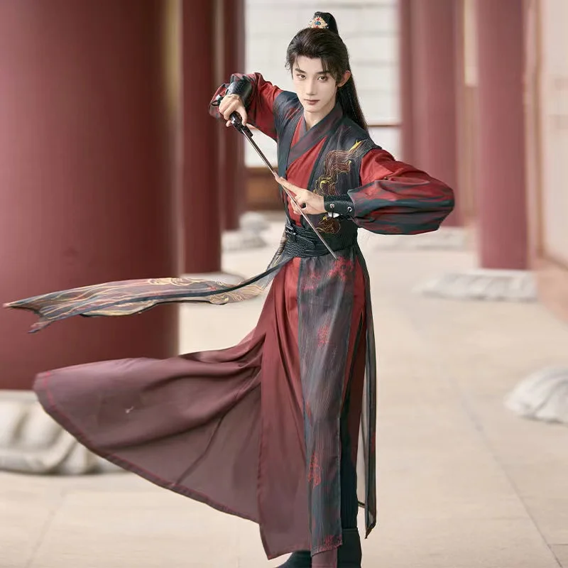 Classic Shore Floral Hanfu Dress uomo donna Song Dynasty Cross Collar Black Red Costume Vintage Party Couples Cosplay Outfits