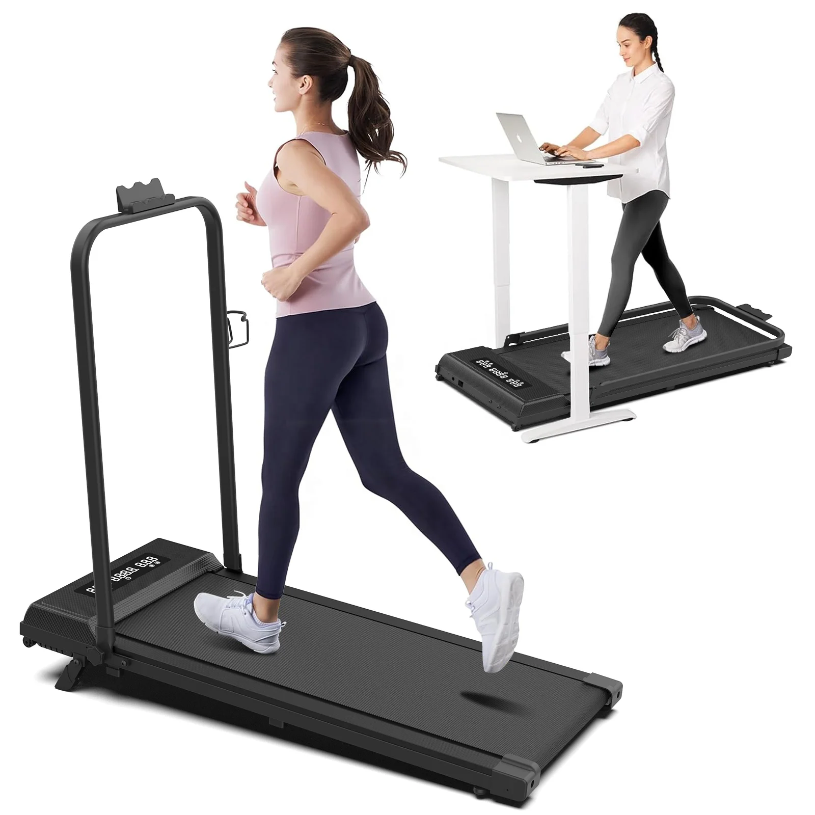 APP Integrated Foldable Electric Treadmill Portable Walking Pad Running Machine with LED Screen for Home Office Gym Fitness