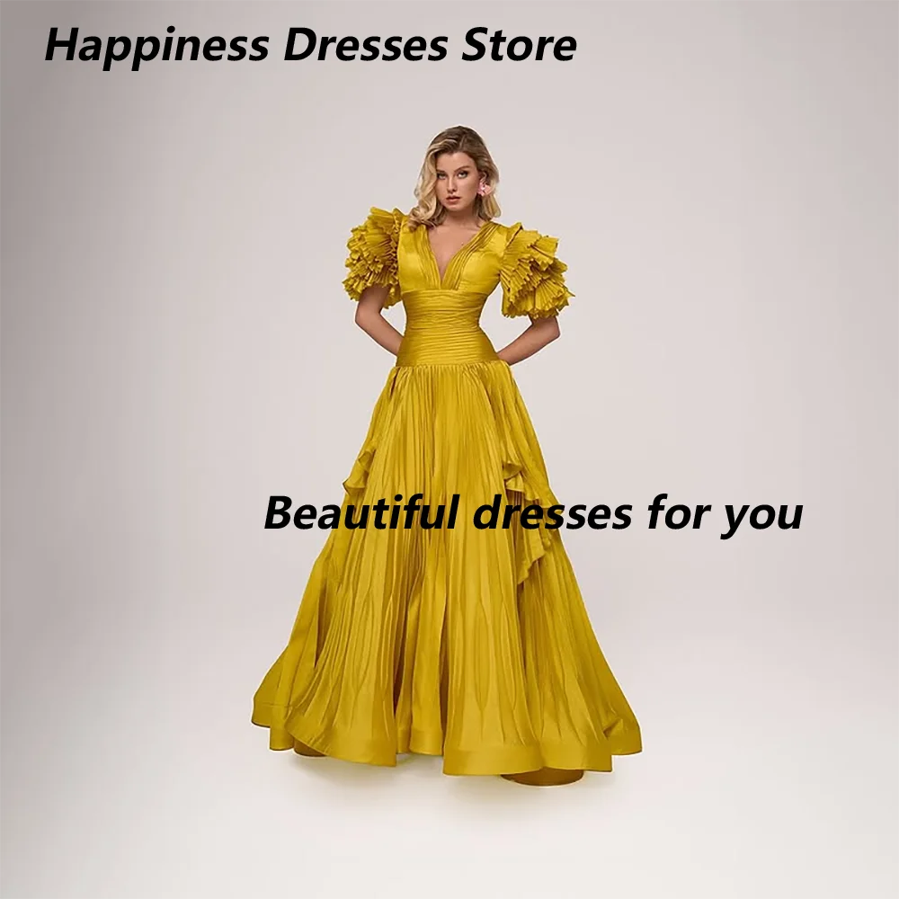 

Customized Exquisite A-line Evening Dresses Sleevesless Prom Dresses Pleated Floor Length Party Dresses Saudi vestidos de novia