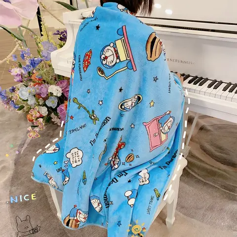 도라에몽 인쇄 담요 편안한 만화 만화 패턴 인쇄 플란넬 담요 사무실 낮잠 담요 침실 침대보 선물