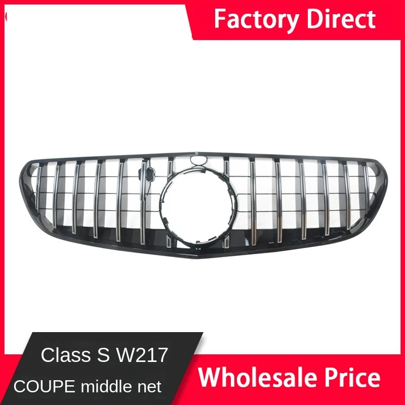 W217 Front Bumper Racing Grille Silver Grill for Mercedes S Class C217 Coupe A217 Cabriolet 2014-2020, Not for S65 AMG S63 AMG