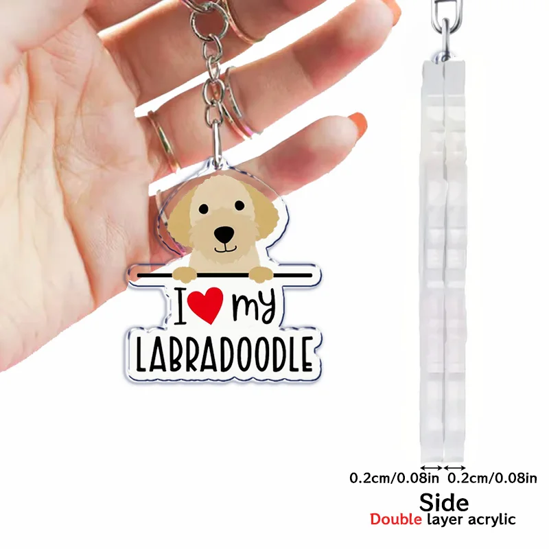 I Love My Dog Dachshund Pug Keychains Keyring for Accessories Bag Cute Dog Boxer Corgi Pendant Keyring Jewelry Fans Gifts