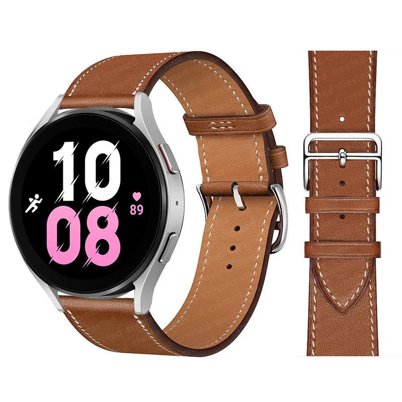 20mm 22mm Leather Band For Samsung Galaxy watch 5/pro/4/classic 44mm 40mm Active 2/3/S3/Huawei GT-2-Pro Bracelet watch 4 strap