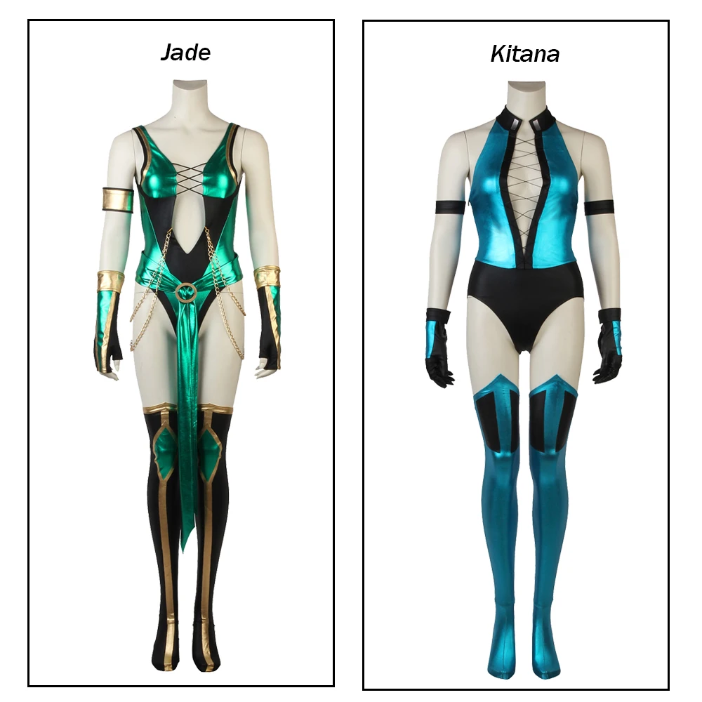 

Cosplayitem Women's Mortal Kombat X Jade Kitana Cosplay Costume Costume Adult Women Sexy Jumpsuit Halloween Carnival Suit