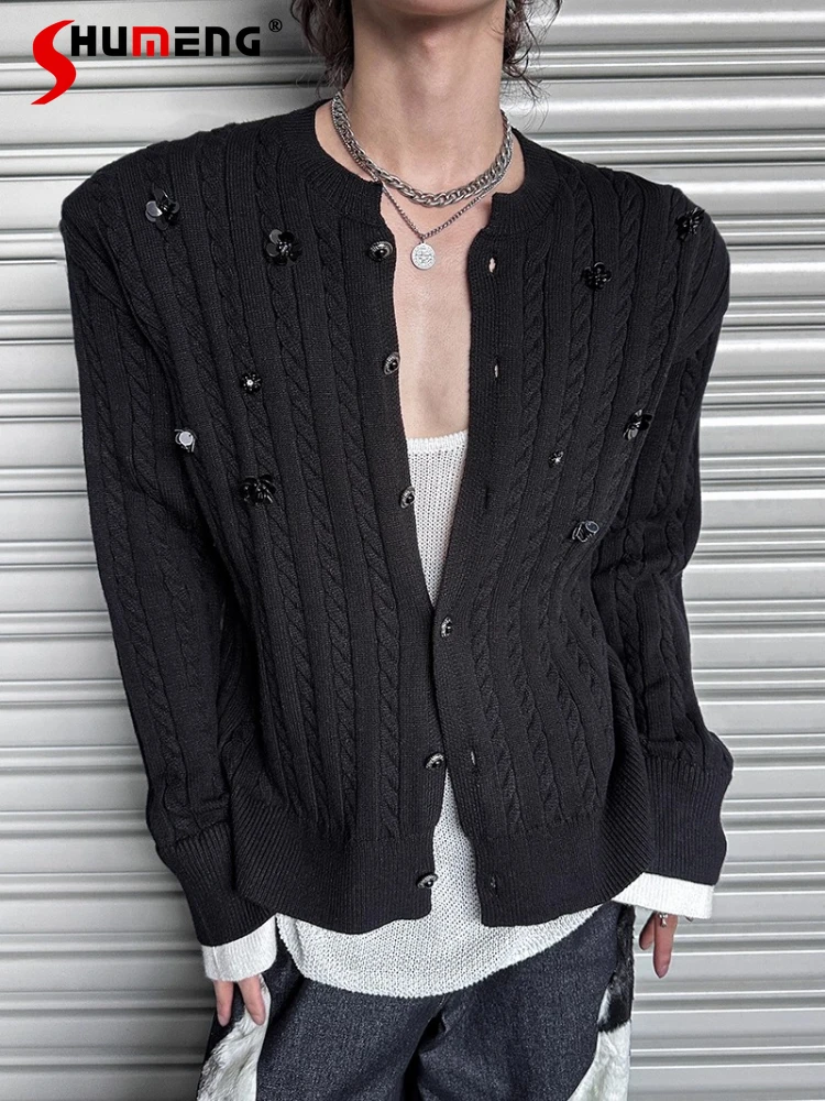 

Men's Trendy Sweater Cardigan Knitted Jackets Men's 2025 Autumn Winter New Knitwears Male Fashion Versatile Loose Chic Sweaters