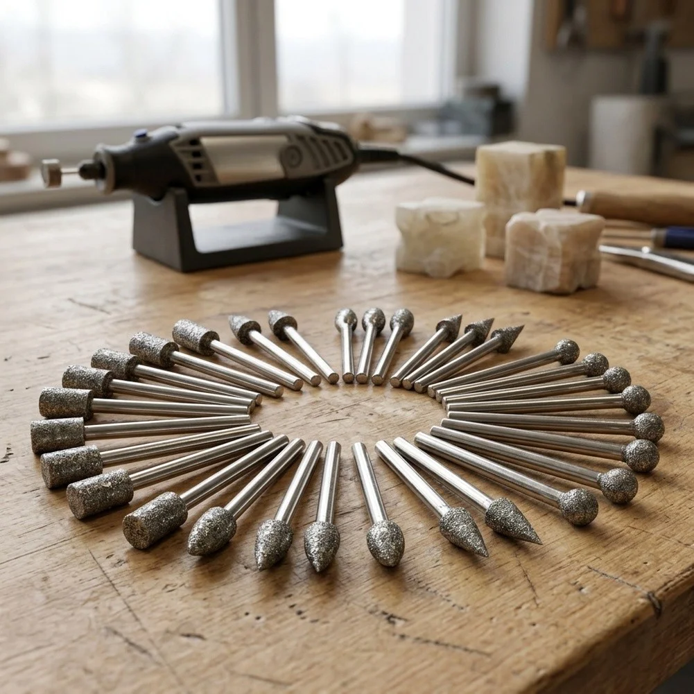 Carbide Drill Bits Diamond Carving Burr Set For Detailed Jewelry Design High-precision Diamond-grit Standard 3x6 Shank