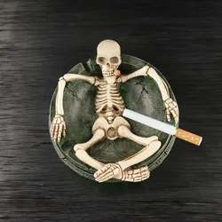 Creative Personality Skull Resin Ashtray Fly Ash Ashtray Ornaments Home Decoration Living Room Decoration Halloween Gifts