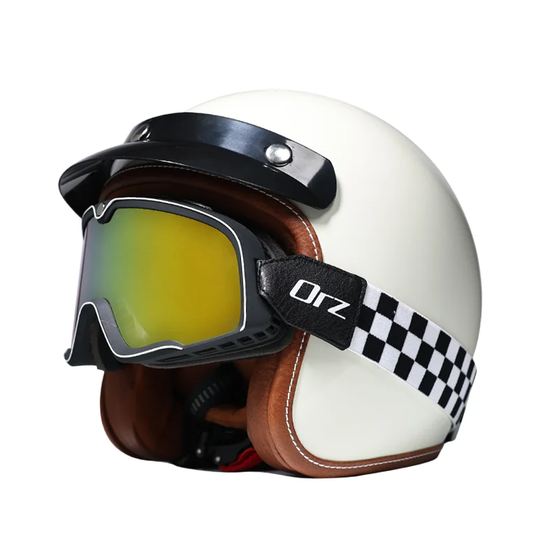 

3/4 leather retro helmet, motorcycle opening, helicopter ,motorcycle accessories