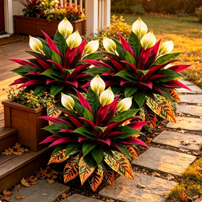 UV Resistant Fall Artificial Dragon Blood Tree Lifelike Fade-Resistant Fake Foliage Plant Lush Leaves Real Touch