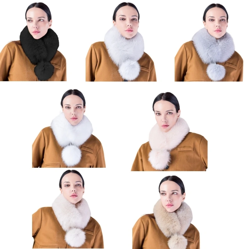 Women Scarf Furred Warm Collar Neck Warmer Neckerchief Multicolored Neck Wrap