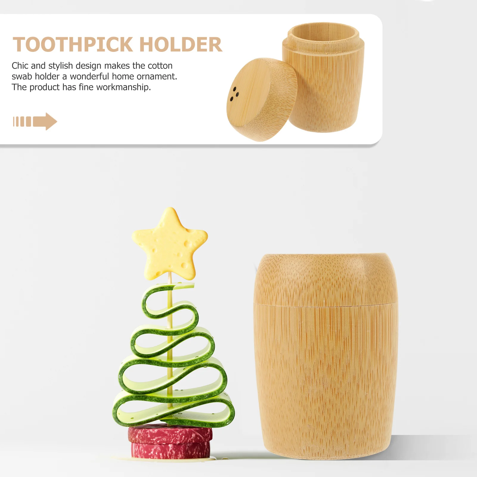 

Toothpick Holder Bamboo Fruit Picks Box Compact Reusable Dispenser Chic Stylish Design Daily Supply Convenient Carry