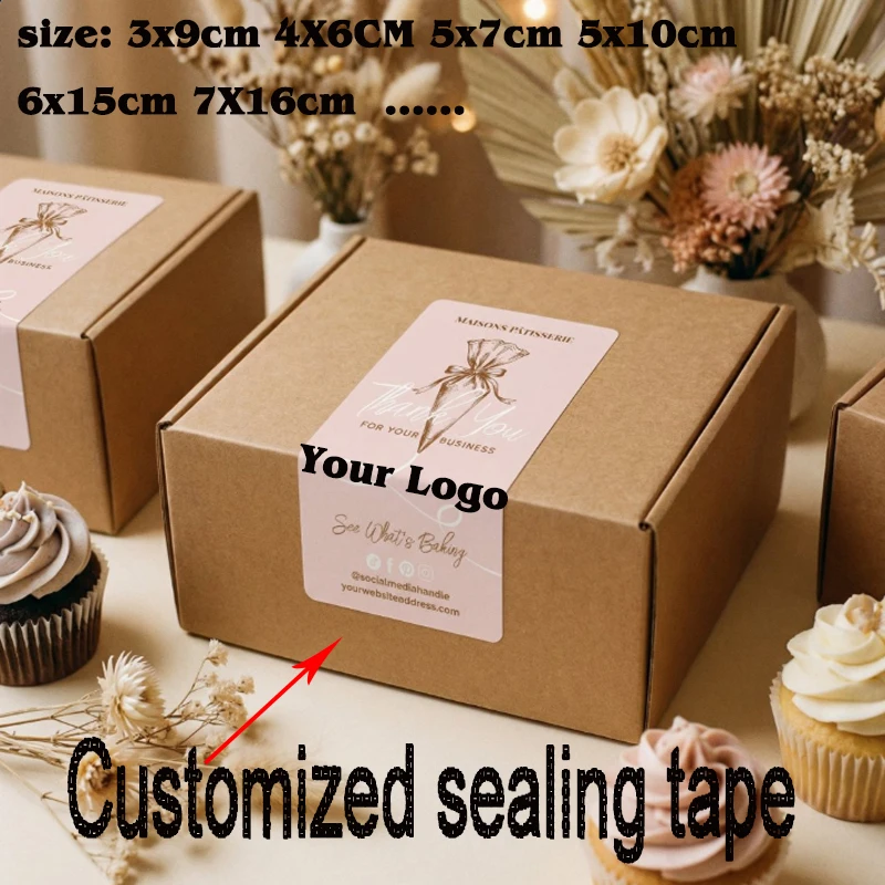 50PCS Personalized Rectangular Gift Box Sealing stickers, Wedding Thank-You Decorations, Birthday, Baptism, Company Logo Sticker