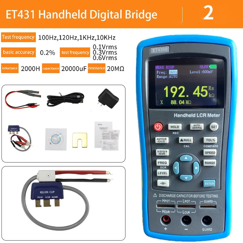 East Tester ET431 LCR Digital Bridge Meter USB Handheld High Precision Capacitance Inductance Resistance Test Digital Display