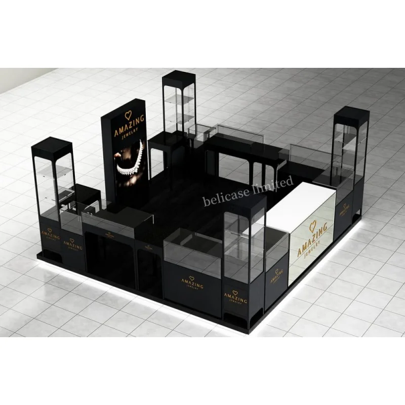 Custom new arrival retail jewellery shop display cabinet display showcase custom jewelry kiosk for shopping mall