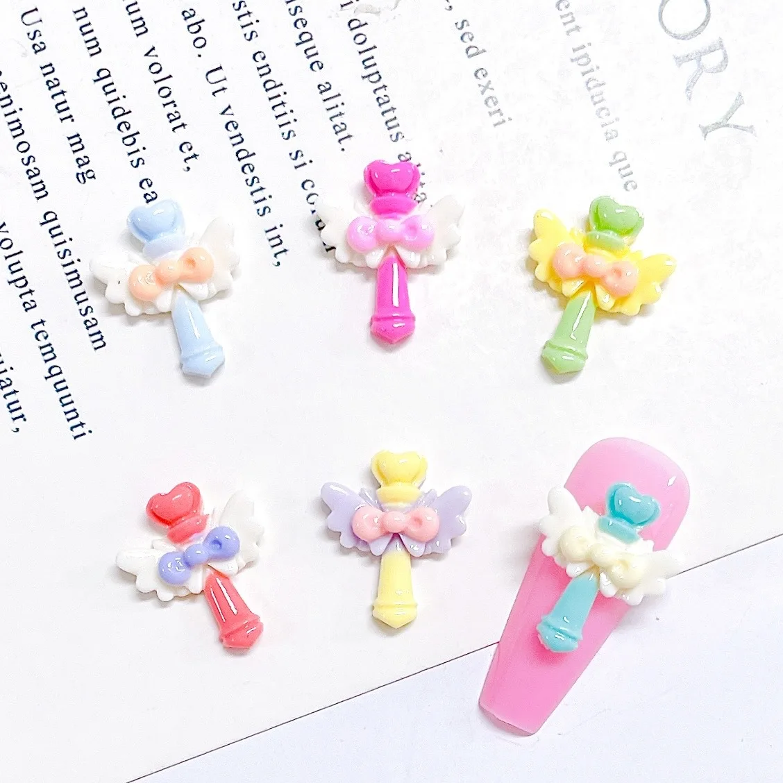 30PCS Japanese Style Magic Stick Wand Nail Art Charms Kawaii Accessorie Parts For Sweet Girl\'s Nail Decorations Design Supplies