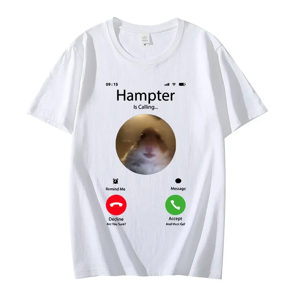 Fashion Short Sleeve T-Shirts Dank Meme Hamster Staring Front Camera Hampter Calling T-shirt Oversized Streetwear Unisex Clothes