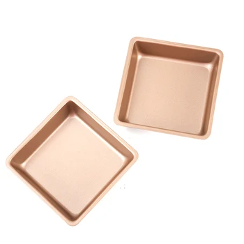 2-Pack 4" Carbon Steel Square Cake Pans – Non-Stick Bakeware 1
