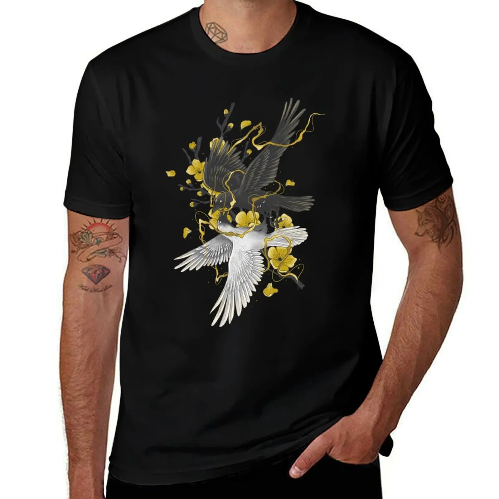 

Golden crows T-Shirt man t shirt graphic funny t shirts dark humor cotton t shirts man 100% T-shirt